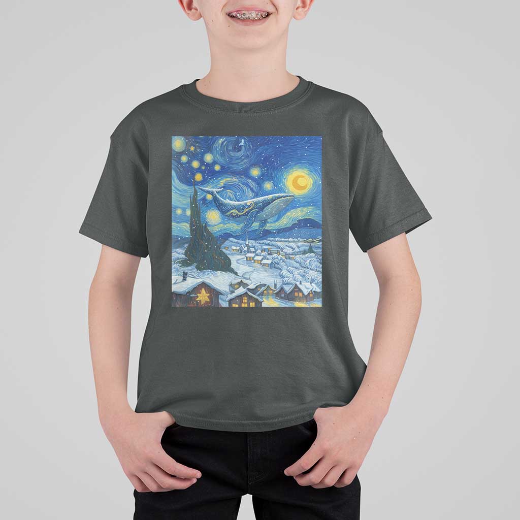 Whale Christmas T Shirt For Kid Stary Night Van Gogh Christmas - Wonder Print Shop