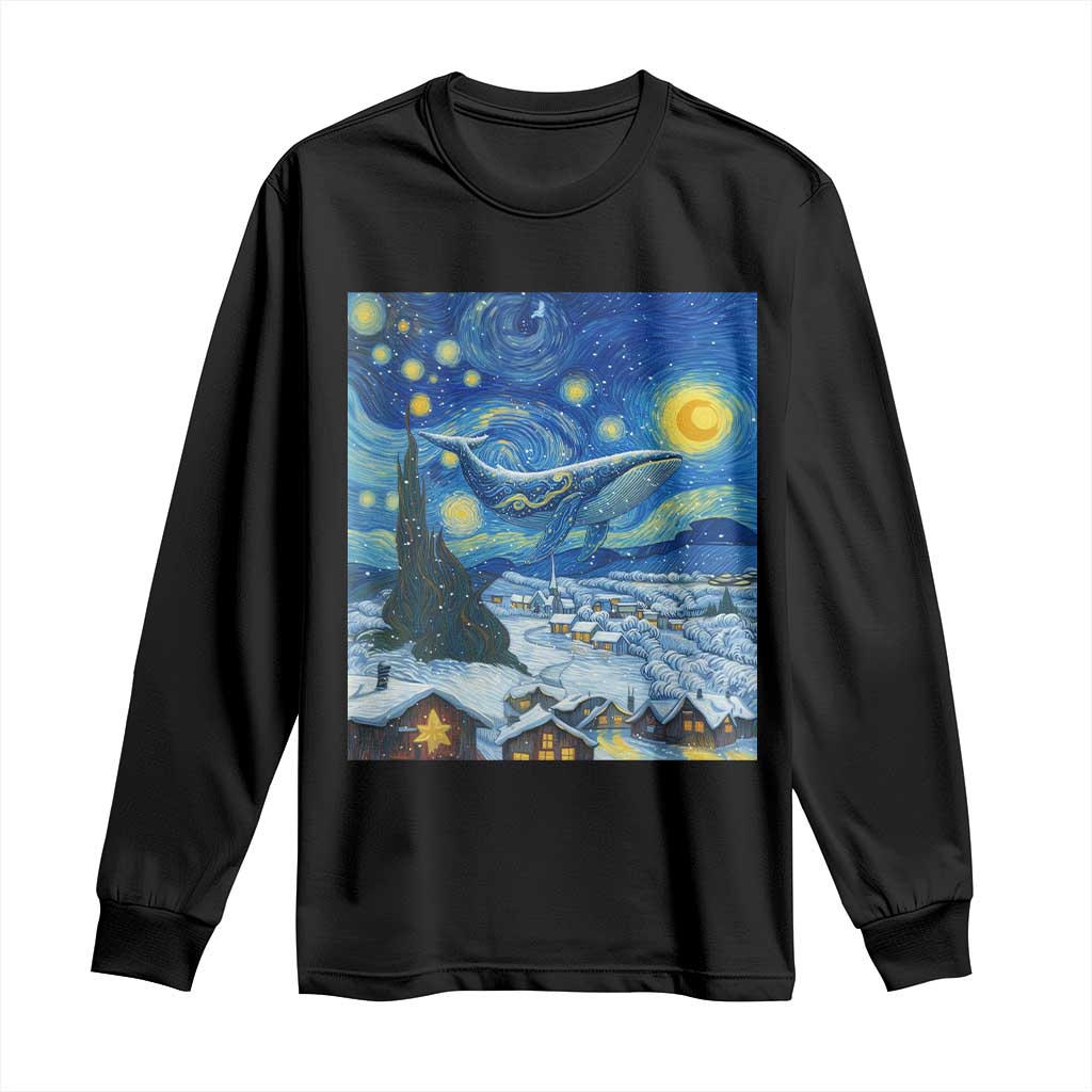 Whale Christmas Long Sleeve Shirt Stary Night Van Gogh Christmas - Wonder Print Shop