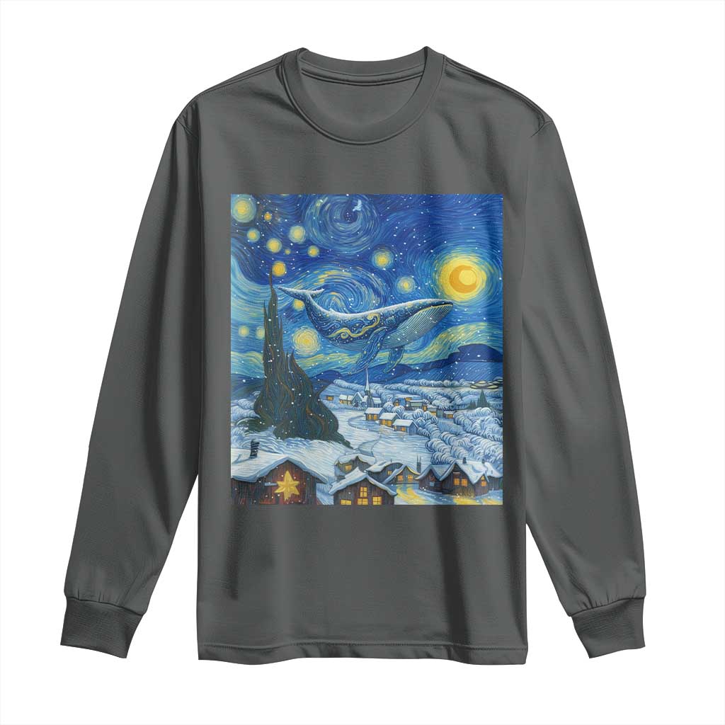 Whale Christmas Long Sleeve Shirt Stary Night Van Gogh Christmas - Wonder Print Shop