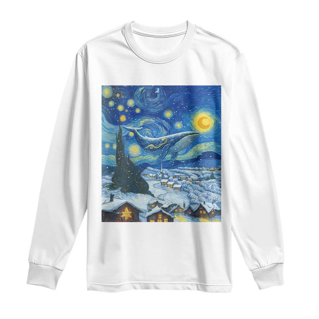 Whale Christmas Long Sleeve Shirt Stary Night Van Gogh Christmas - Wonder Print Shop