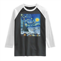 Whale Christmas Raglan Shirt Stary Night Van Gogh Christmas - Wonder Print Shop