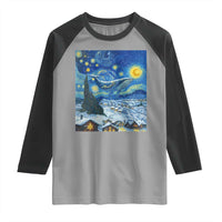 Whale Christmas Raglan Shirt Stary Night Van Gogh Christmas - Wonder Print Shop