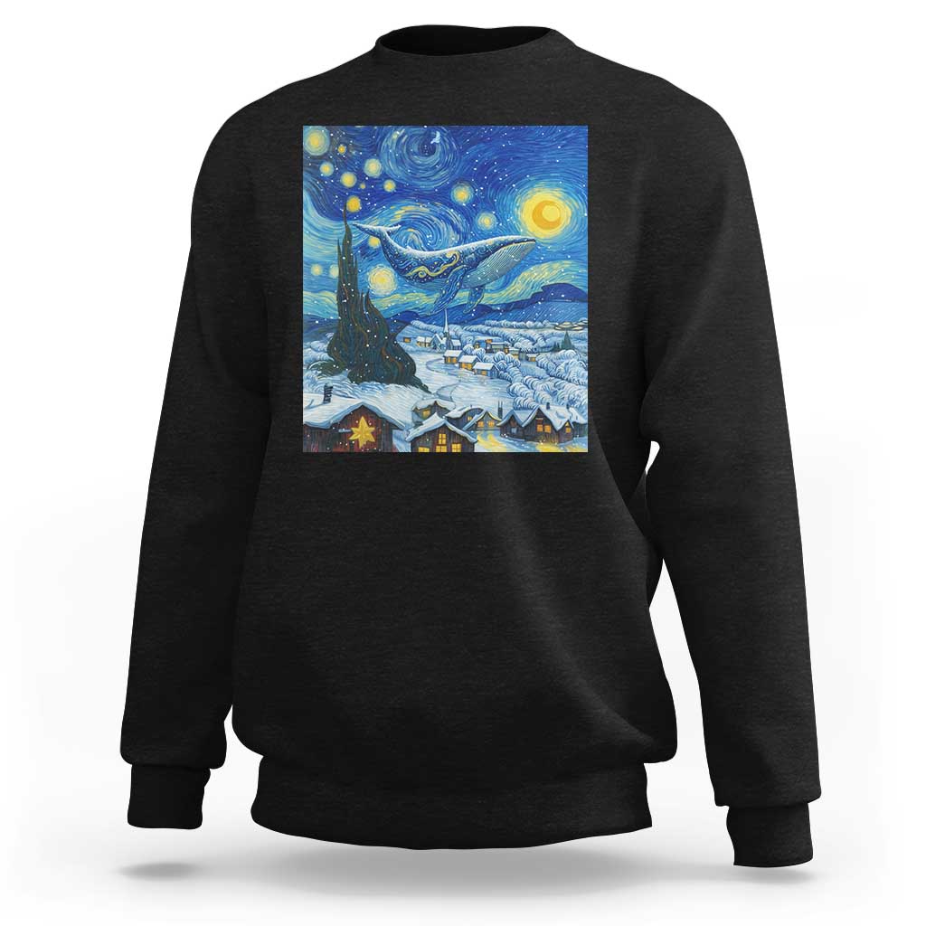 Whale Christmas Sweatshirt Stary Night Van Gogh Christmas - Wonder Print Shop