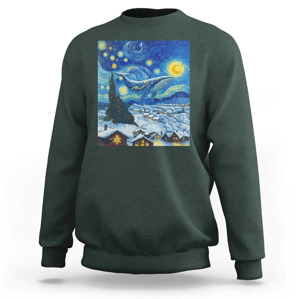 Whale Christmas Sweatshirt Stary Night Van Gogh Christmas - Wonder Print Shop