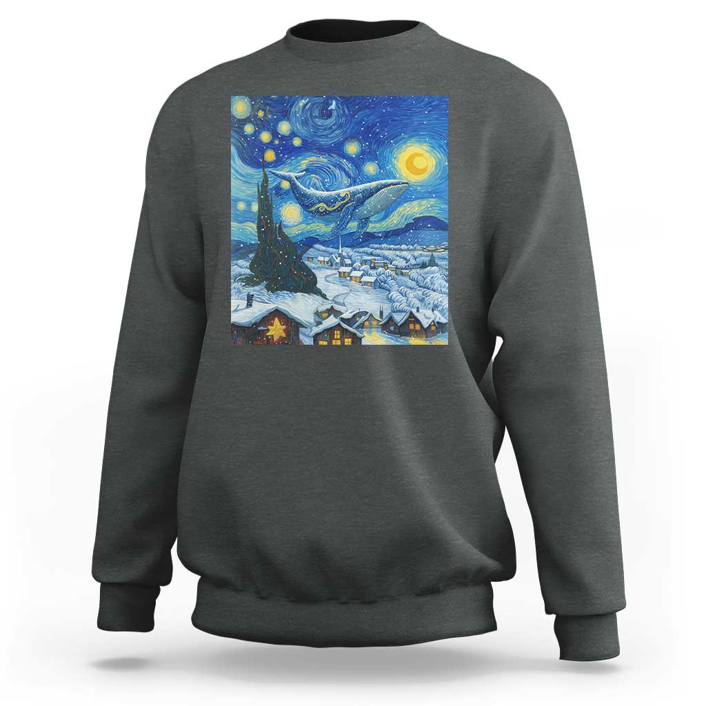 Whale Christmas Sweatshirt Stary Night Van Gogh Christmas - Wonder Print Shop