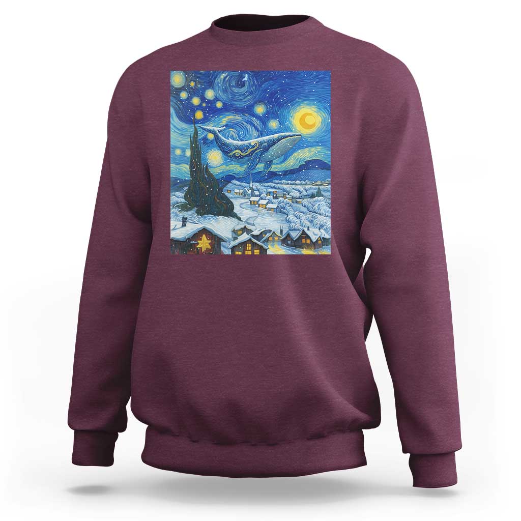 Whale Christmas Sweatshirt Stary Night Van Gogh Christmas - Wonder Print Shop