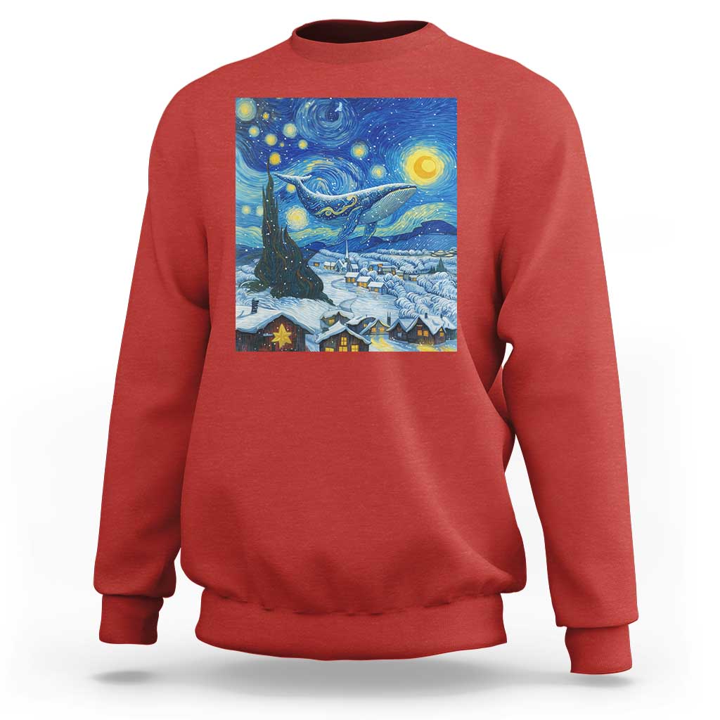 Whale Christmas Sweatshirt Stary Night Van Gogh Christmas - Wonder Print Shop