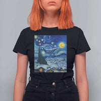 Whale Christmas T Shirt For Women Stary Night Van Gogh Christmas - Wonder Print Shop