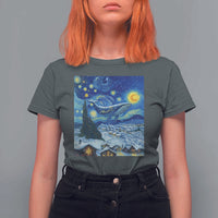 Whale Christmas T Shirt For Women Stary Night Van Gogh Christmas - Wonder Print Shop
