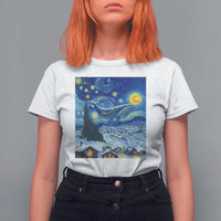 Whale Christmas T Shirt For Women Stary Night Van Gogh Christmas - Wonder Print Shop