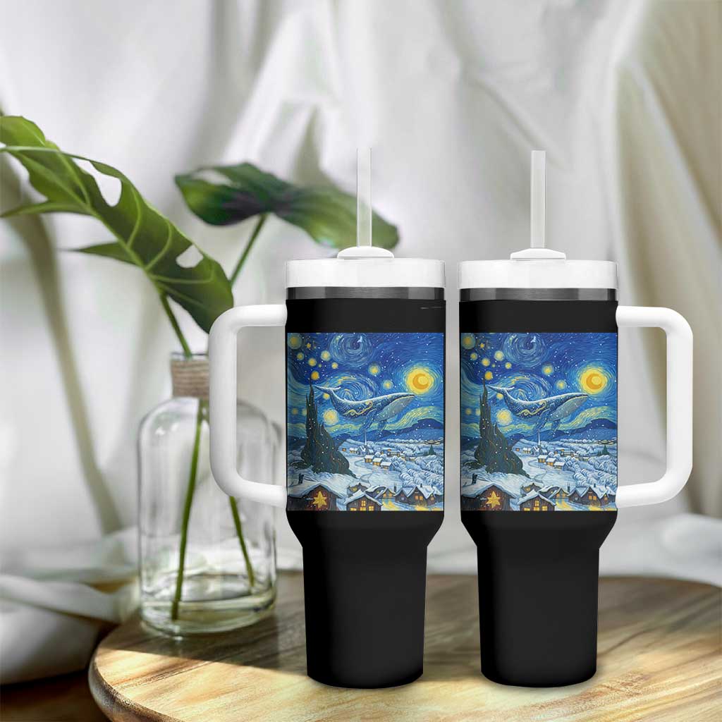Whale Christmas Tumbler With Handle Stary Night Van Gogh Christmas - Wonder Print Shop