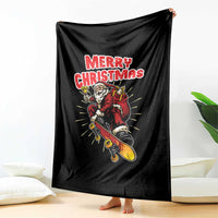 Santa Skateboarding Christmas Throw Blanket Funny Skater Xmas - Wonder Print Shop