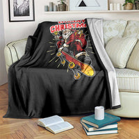 Santa Skateboarding Christmas Throw Blanket Funny Skater Xmas - Wonder Print Shop