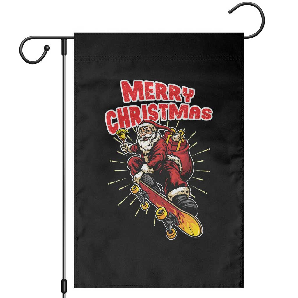 Santa Skateboarding Christmas Garden Flag Funny Skater Xmas - Wonder Print Shop