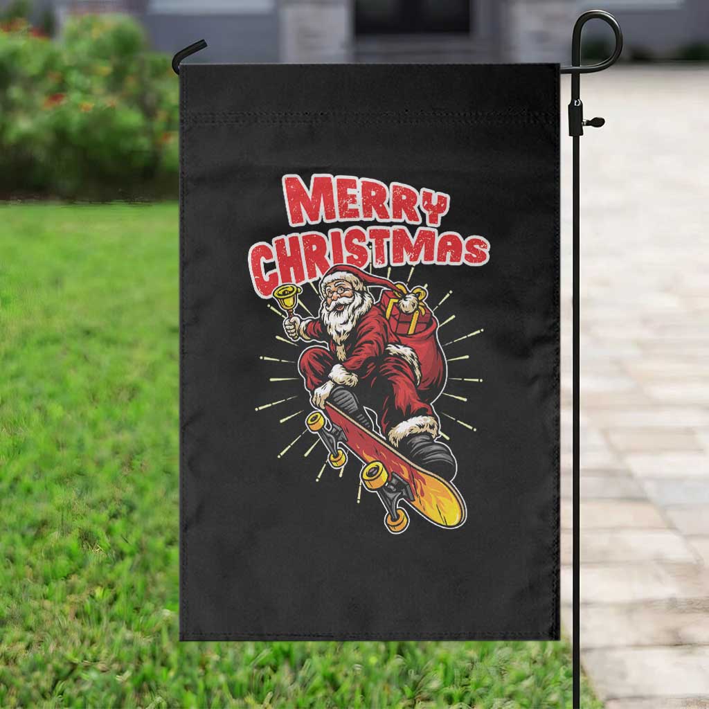 Santa Skateboarding Christmas Garden Flag Funny Skater Xmas - Wonder Print Shop