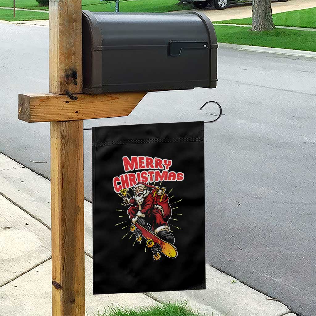Santa Skateboarding Christmas Garden Flag Funny Skater Xmas - Wonder Print Shop