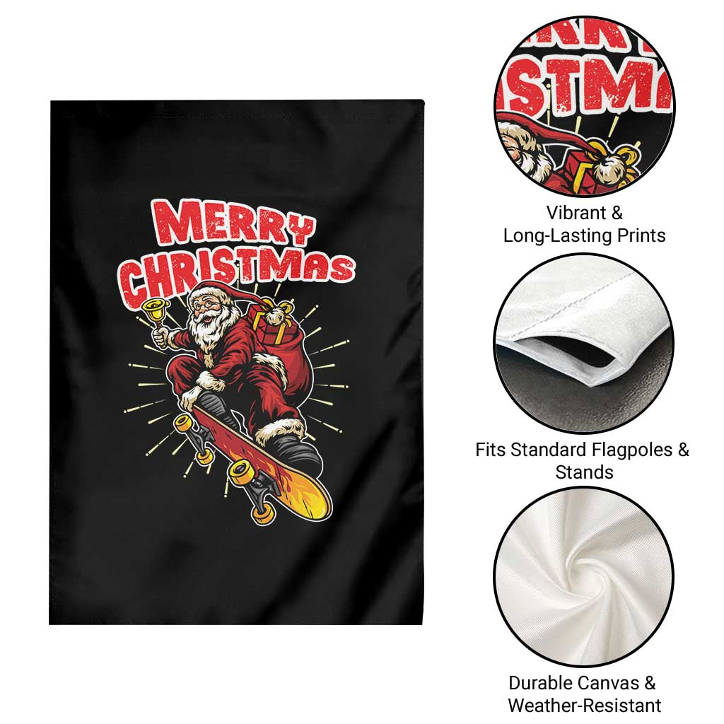 Santa Skateboarding Christmas Garden Flag Funny Skater Xmas - Wonder Print Shop