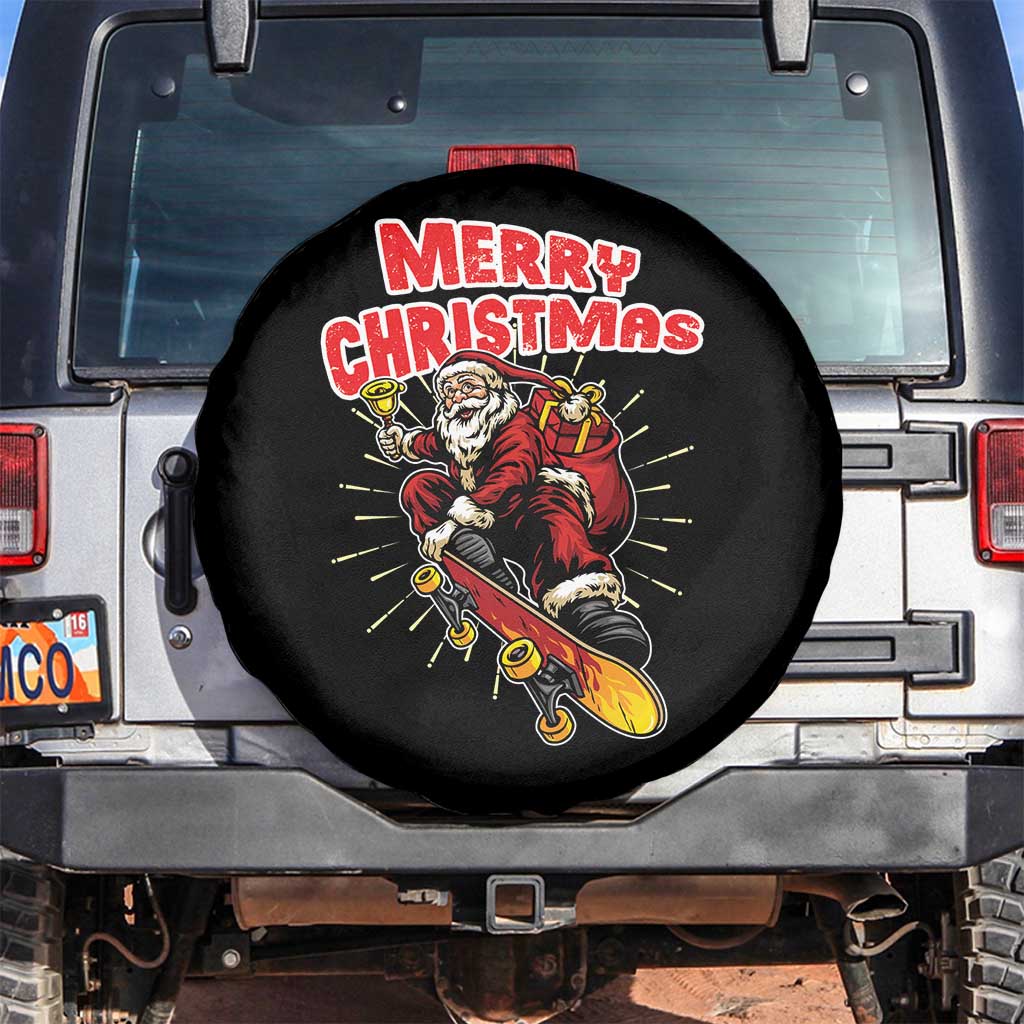 Santa Skateboarding Christmas Spare Tire Cover Funny Skater Xmas - Wonder Print Shop