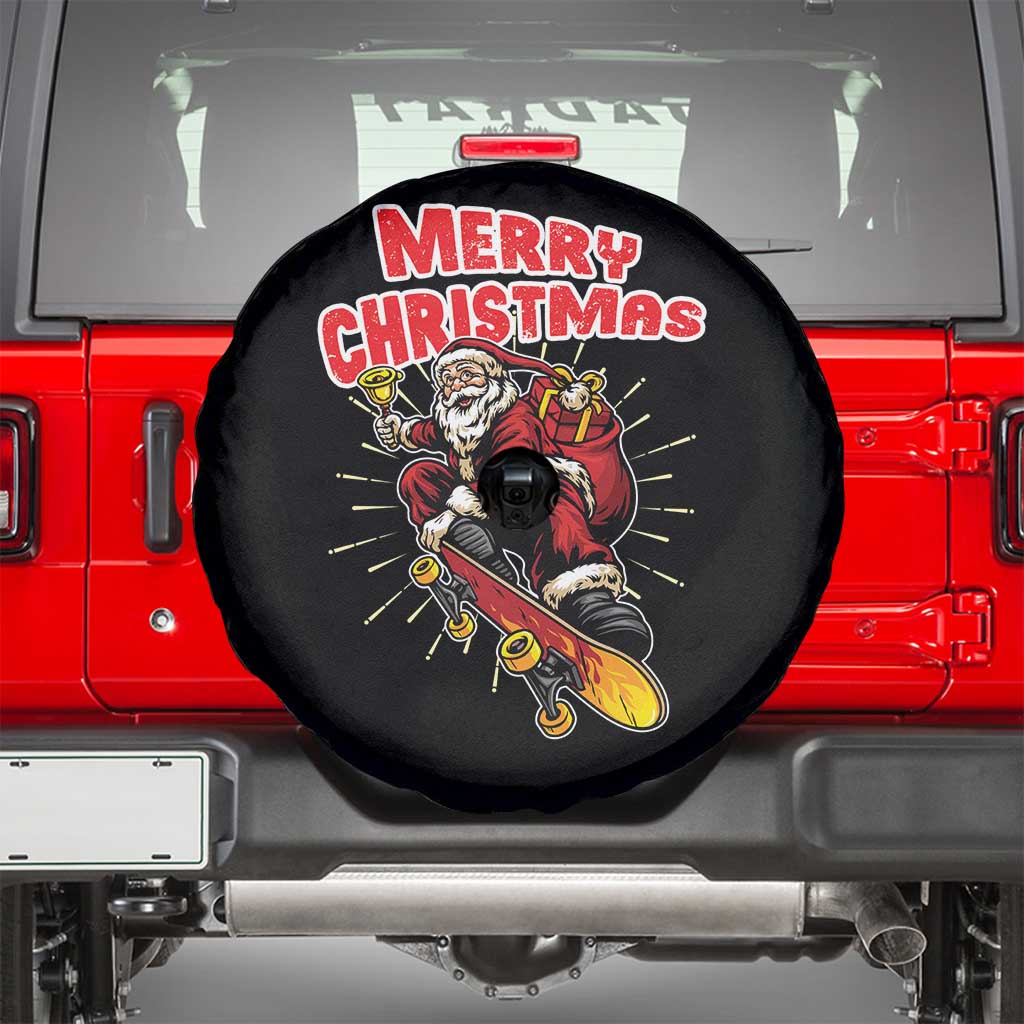 Santa Skateboarding Christmas Spare Tire Cover Funny Skater Xmas - Wonder Print Shop