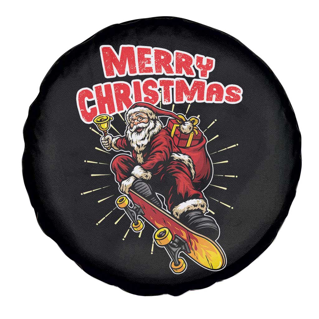 Santa Skateboarding Christmas Spare Tire Cover Funny Skater Xmas - Wonder Print Shop