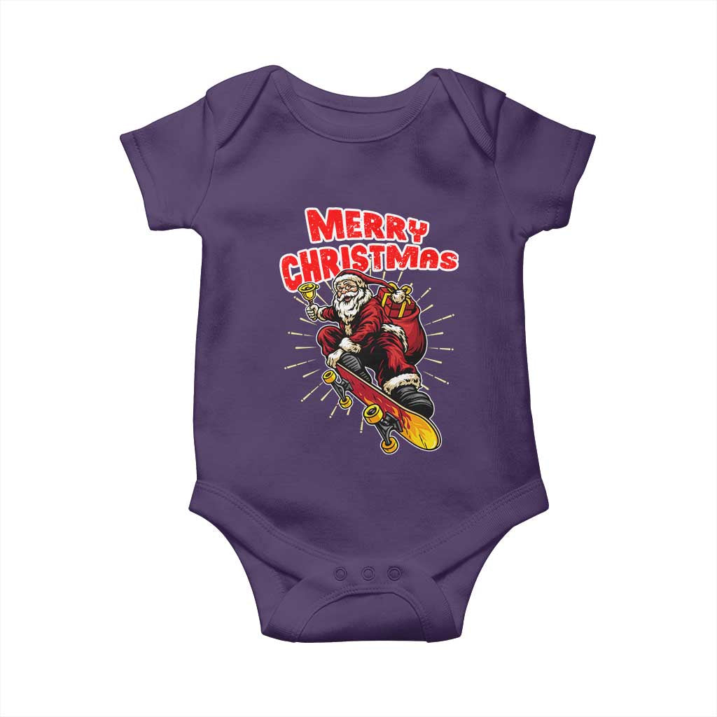 Santa Skateboarding Christmas Baby Onesie Funny Skater Xmas - Wonder Print Shop