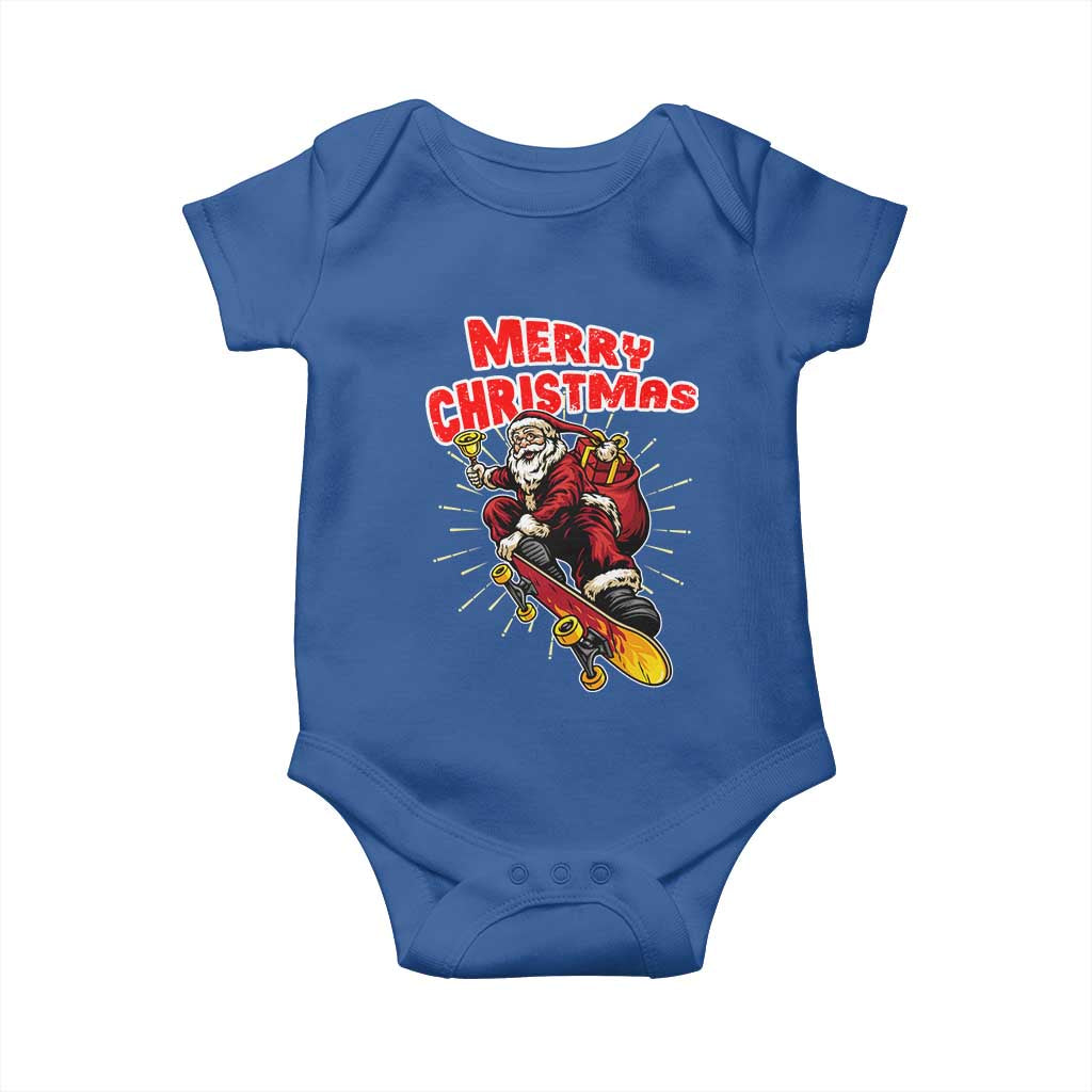 Santa Skateboarding Christmas Baby Onesie Funny Skater Xmas - Wonder Print Shop