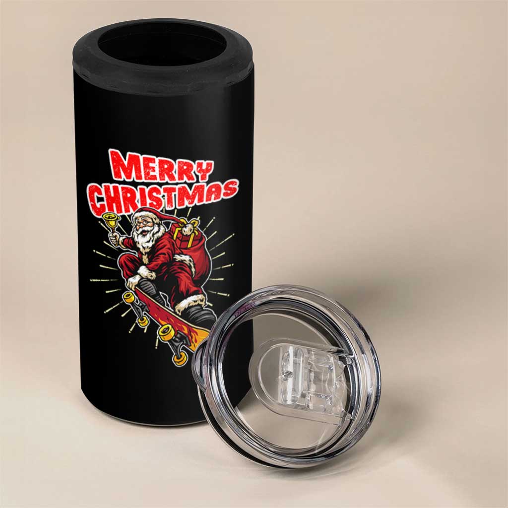 Santa Skateboarding Christmas 4 in 1 Can Cooler Tumbler Funny Skater Xmas - Wonder Print Shop