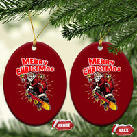 Santa Skateboarding Xmas Ceramic Ornament Funny Skater Xmas - Wonder Print Shop