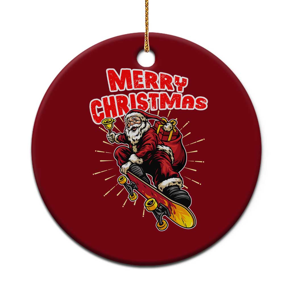 Santa Skateboarding Xmas Ceramic Ornament Funny Skater Xmas - Wonder Print Shop
