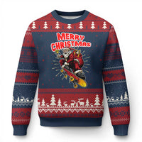 Santa Skateboarding Xmas Ugly Christmas Sweater Funny Skater Xmas - Wonder Print Shop