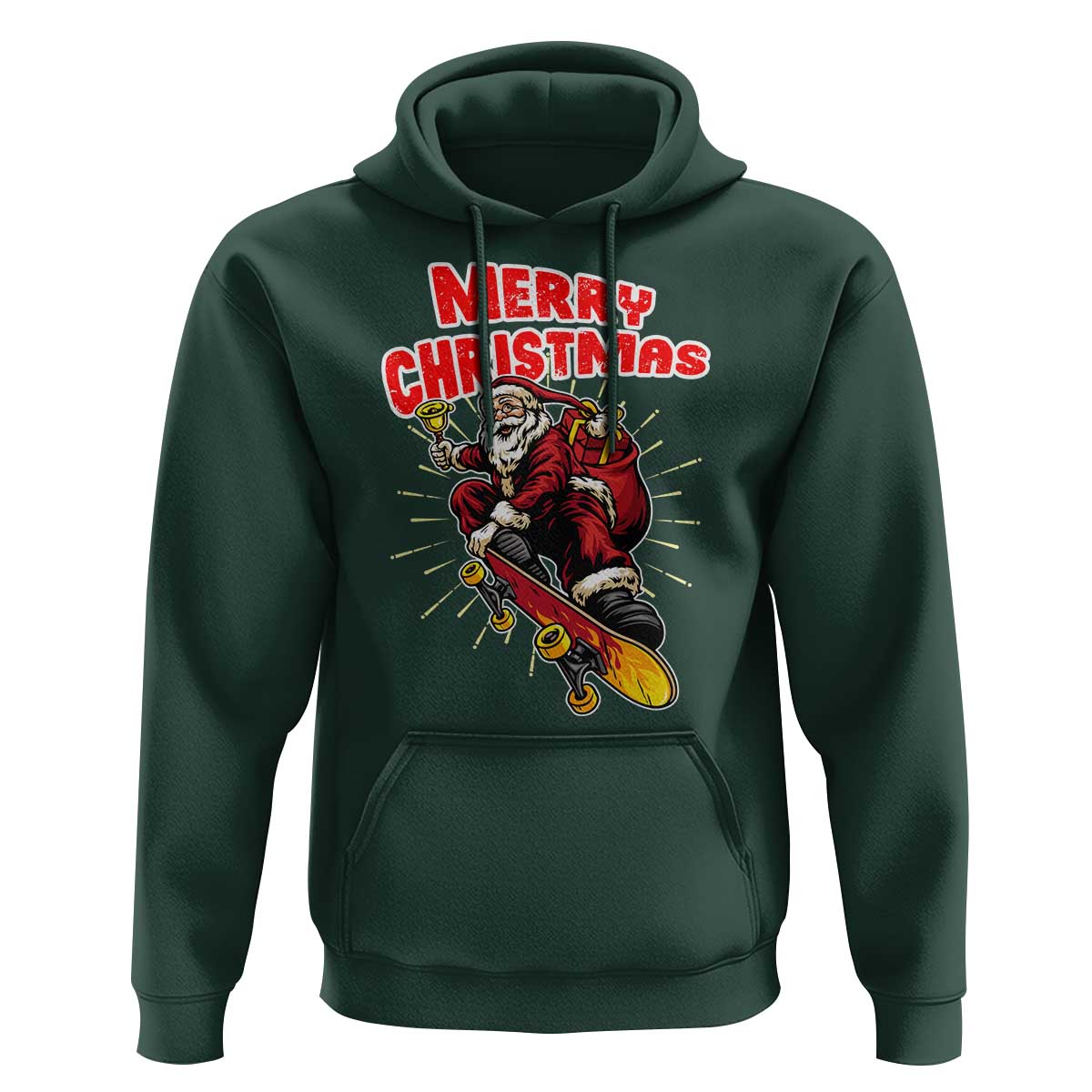 Santa Skateboarding Christmas Hoodie Funny Skater Xmas - Wonder Print Shop
