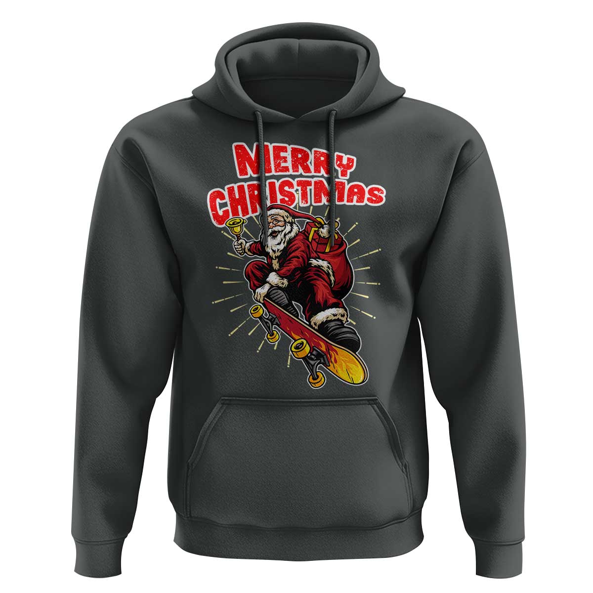 Santa Skateboarding Christmas Hoodie Funny Skater Xmas - Wonder Print Shop