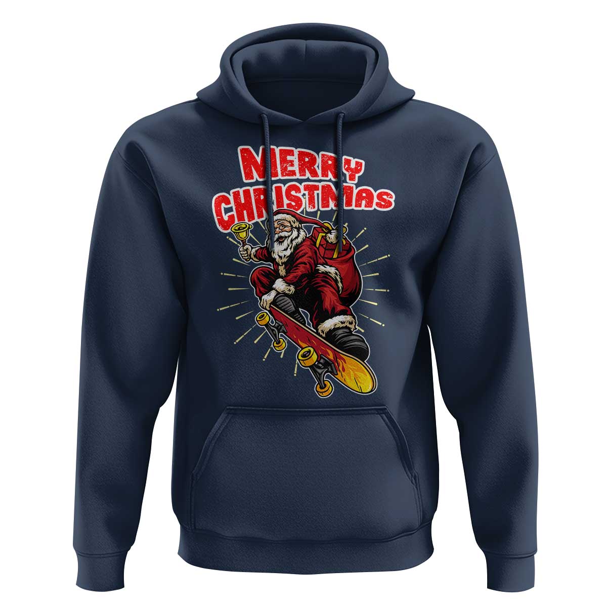Santa Skateboarding Christmas Hoodie Funny Skater Xmas - Wonder Print Shop