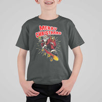 Santa Skateboarding Christmas T Shirt For Kid Funny Skater Xmas - Wonder Print Shop