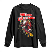 Santa Skateboarding Christmas Long Sleeve Shirt Funny Skater Xmas - Wonder Print Shop