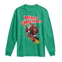 Santa Skateboarding Christmas Long Sleeve Shirt Funny Skater Xmas - Wonder Print Shop