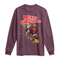 Santa Skateboarding Christmas Long Sleeve Shirt Funny Skater Xmas - Wonder Print Shop