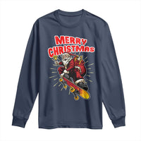 Santa Skateboarding Christmas Long Sleeve Shirt Funny Skater Xmas - Wonder Print Shop