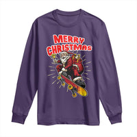 Santa Skateboarding Christmas Long Sleeve Shirt Funny Skater Xmas - Wonder Print Shop