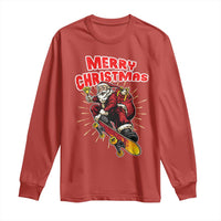 Santa Skateboarding Christmas Long Sleeve Shirt Funny Skater Xmas - Wonder Print Shop