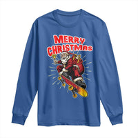 Santa Skateboarding Christmas Long Sleeve Shirt Funny Skater Xmas - Wonder Print Shop