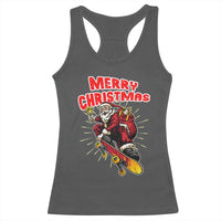 Santa Skateboarding Christmas Racerback Tank Top Funny Skater Xmas - Wonder Print Shop