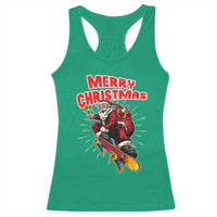 Santa Skateboarding Christmas Racerback Tank Top Funny Skater Xmas - Wonder Print Shop