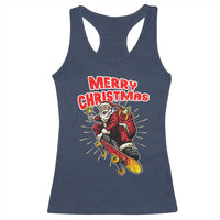 Santa Skateboarding Christmas Racerback Tank Top Funny Skater Xmas - Wonder Print Shop