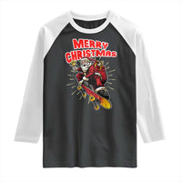 Santa Skateboarding Christmas Raglan Shirt Funny Skater Xmas - Wonder Print Shop
