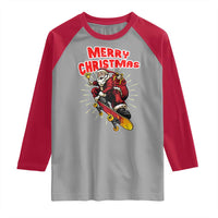 Santa Skateboarding Christmas Raglan Shirt Funny Skater Xmas - Wonder Print Shop