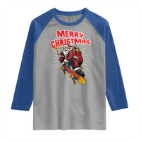 Santa Skateboarding Christmas Raglan Shirt Funny Skater Xmas - Wonder Print Shop