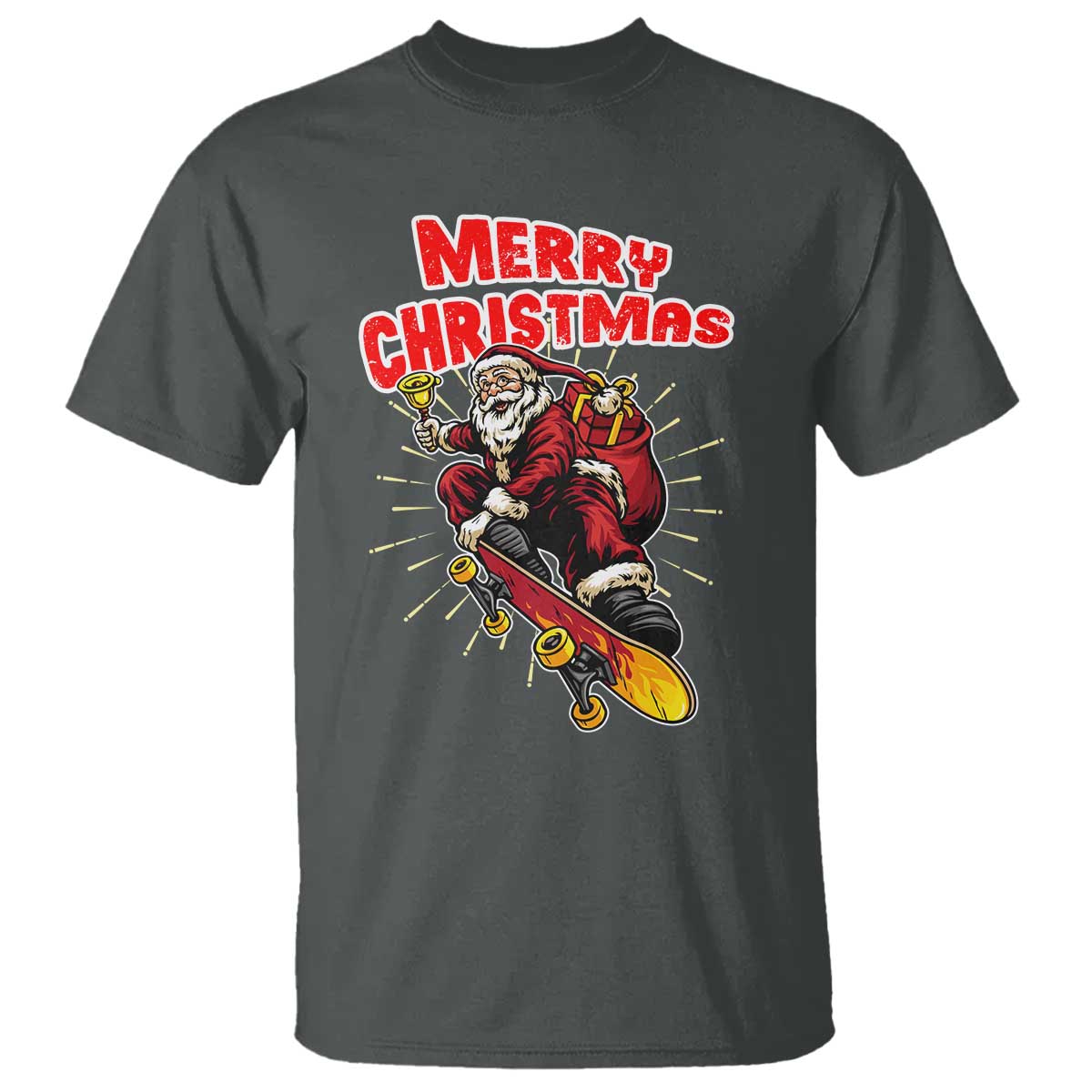 Santa Skateboarding Christmas T Shirt Funny Skater Xmas - Wonder Print Shop