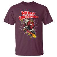 Santa Skateboarding Christmas T Shirt Funny Skater Xmas - Wonder Print Shop