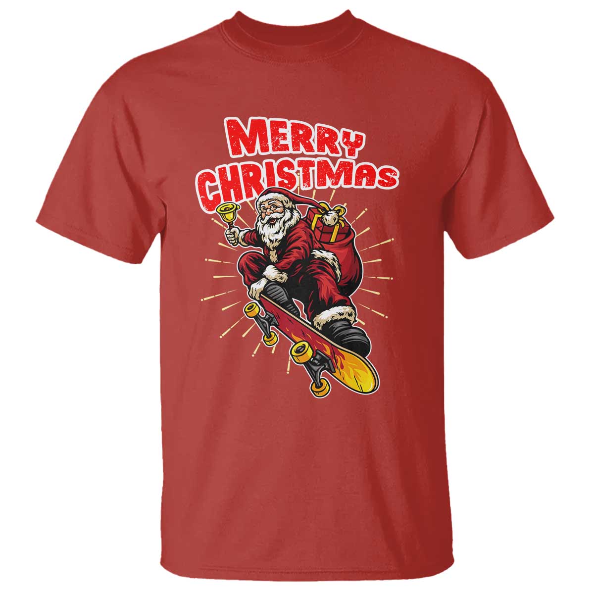 Santa Skateboarding Christmas T Shirt Funny Skater Xmas - Wonder Print Shop